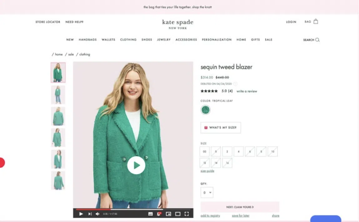 Shoppable Videos Brand Example
