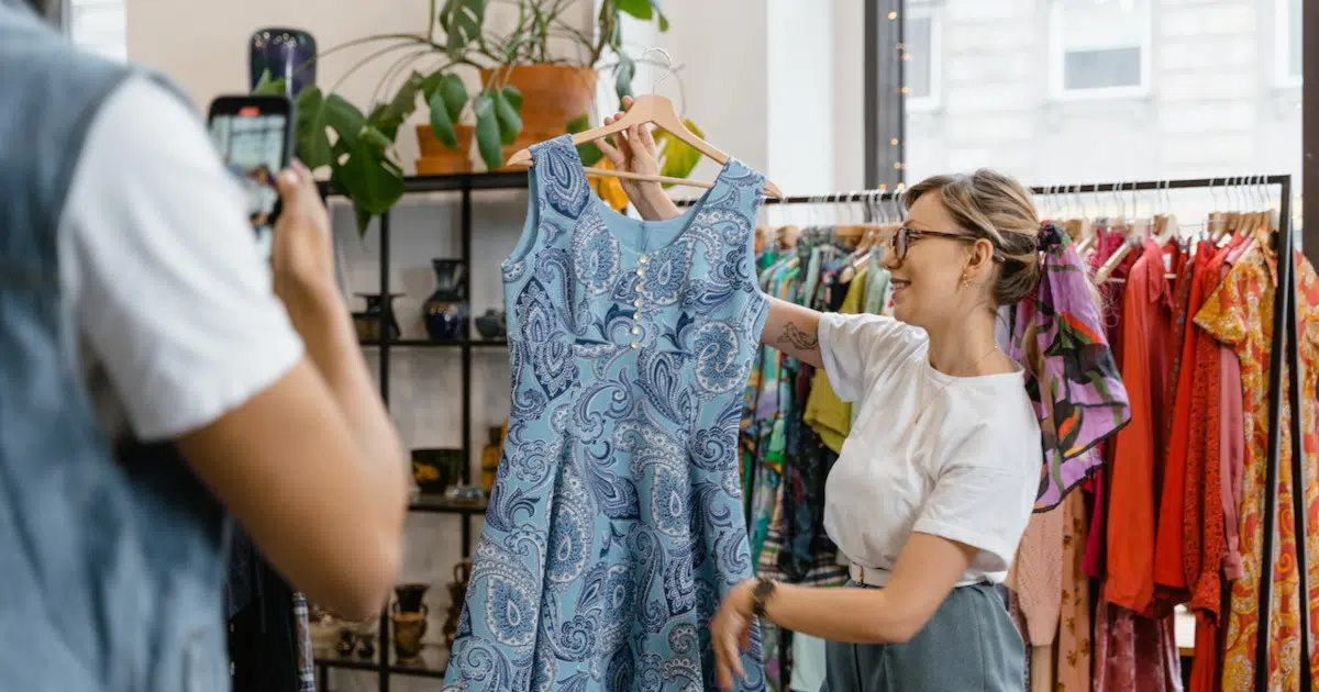 live shopping influencers showcasing a dress