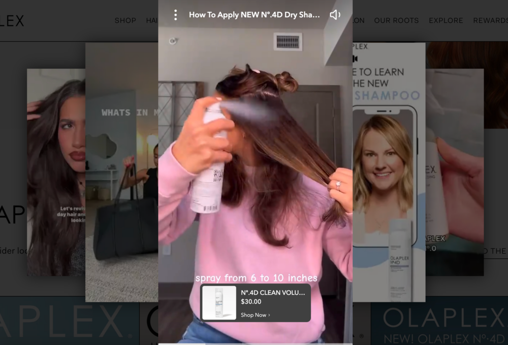 olaplex's video content strategy includes lots of how-to guides