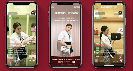 Live video commerce streaming created with Firework for Burberry